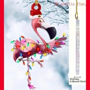 Festive Christmas Lights Pink Flamingo Pendant  Hanging Ornament